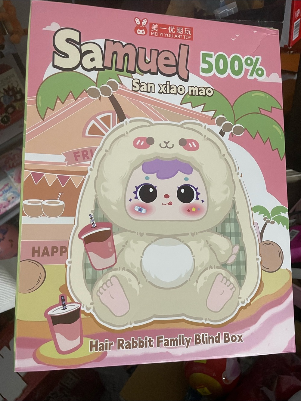 500% Samuel Raspberry Rabbit Confirmed Blind Box Collectible Plush